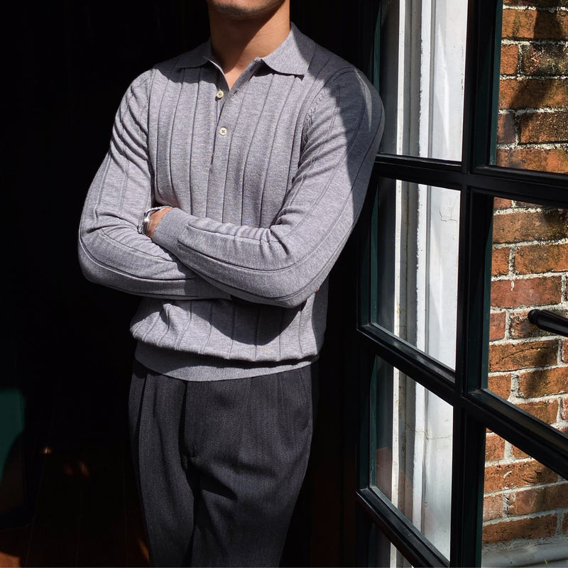 Slim Fit Knitted Long-sleeved Shirt Off white XXL – Posh Atomic