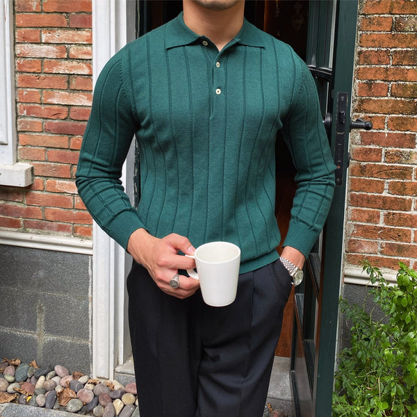 Slim Fit Knitted Long-sleeved Shirt Off white M – Posh Atomic