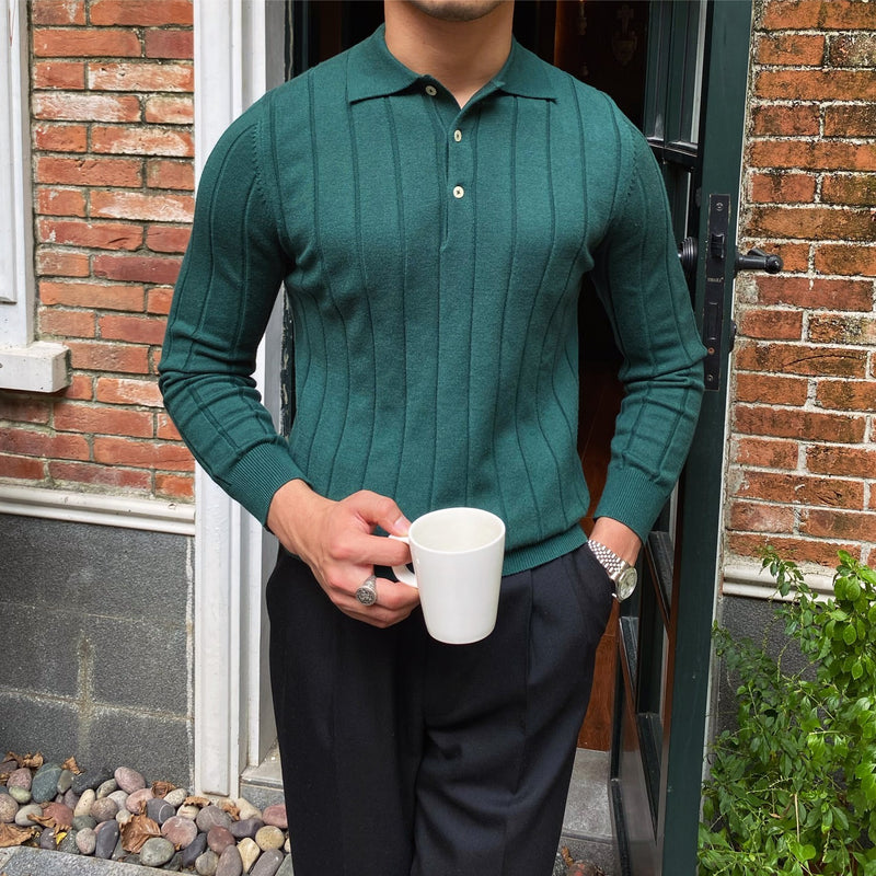 Slim Fit Knitted Long-sleeved Shirt Off white M – Posh Atomic