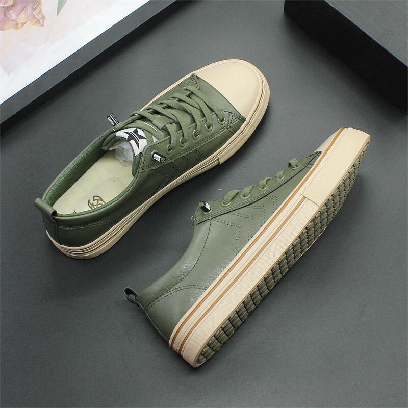 Soft Bottom Men's Casual Leather Shoes Dark Green – Posh Atomic