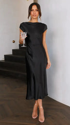 Solid Color Short Sleeve Dress Light Brown M – Posh Atomic