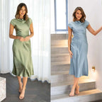 Solid Color Short Sleeve Dress Black XL – Posh Atomic