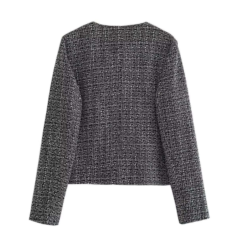 Solid Color Texture Casual Classic Style Jacket Women Gray L – Posh Atomic