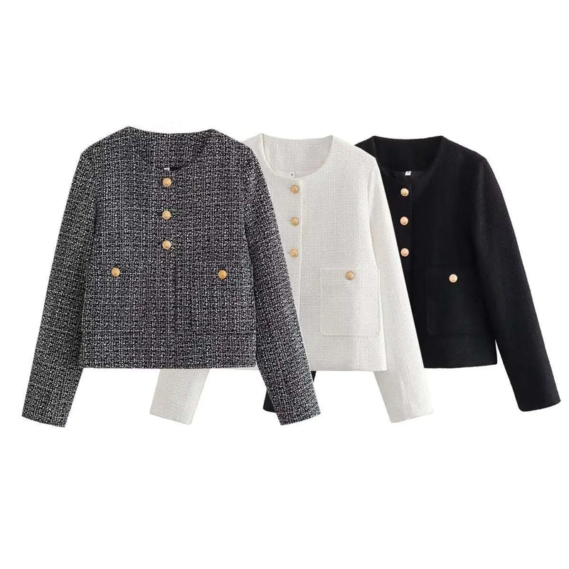 Solid Color Texture Casual Classic Style Jacket Women Black M – Posh Atomic