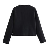 Solid Color Texture Casual Classic Style Jacket Women Gray S – Posh Atomic