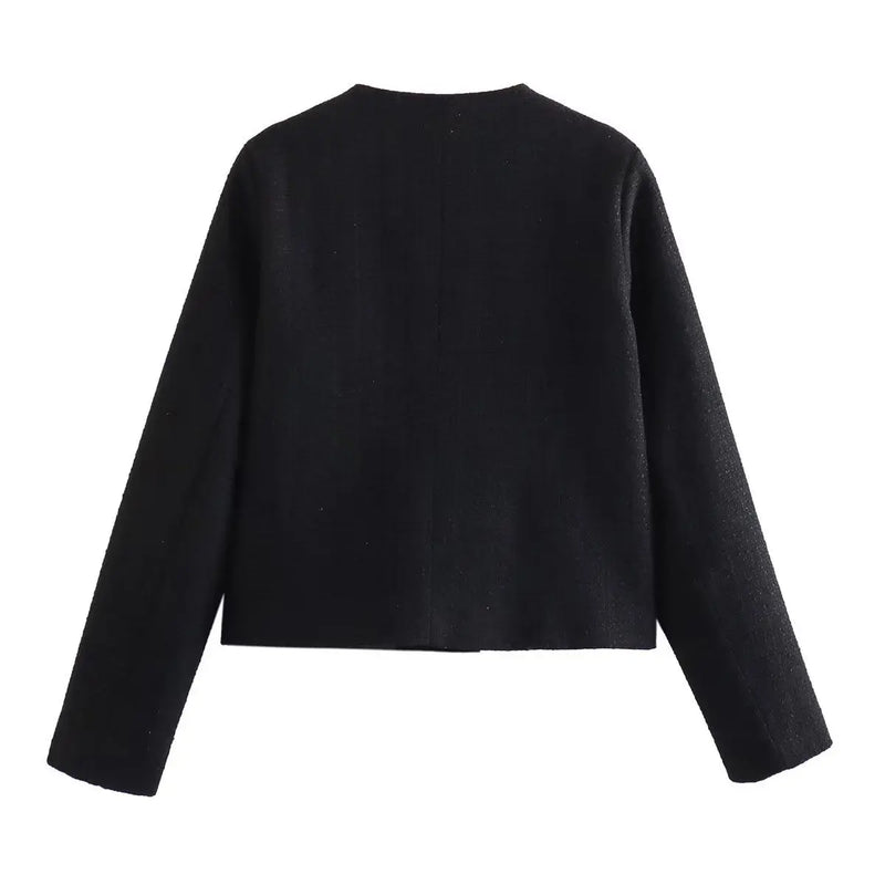 Solid Color Texture Casual Classic Style Jacket Women Gray S – Posh Atomic