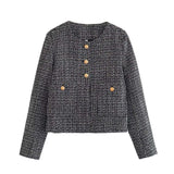 Solid Color Texture Casual Classic Style Jacket Women Gray M – Posh Atomic