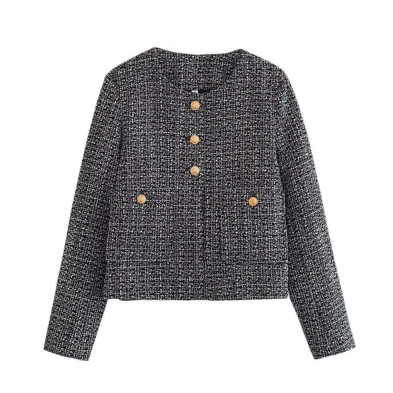 Solid Color Texture Casual Classic Style Jacket Women Gray M – Posh Atomic