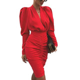 Solid Color Women's New Sheath Dress Red S – Posh Atomic