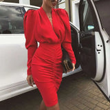 Solid Color Women's New Sheath Dress Red L – Posh Atomic