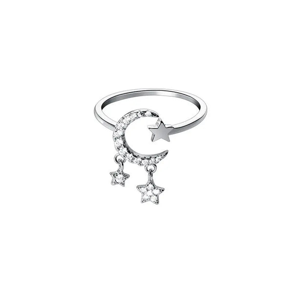 Star Moon Ring JZ 123 White Gold Color Adjustable Opening – Posh Atomic