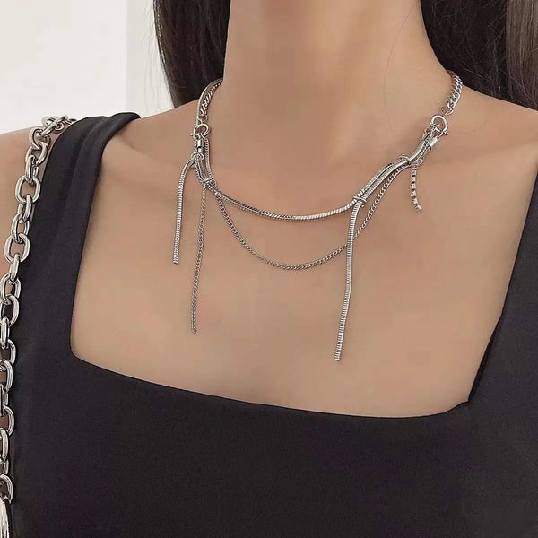Steel Bends And Hitches Tassel Necklace Steel Color – Posh Atomic