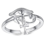 Sterling Silver Eye of Horus Ankh Cross Protection Ring Silver – Posh Atomic
