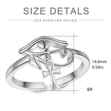 Sterling Silver Eye of Horus Ankh Cross Protection Ring – Posh Atomic
