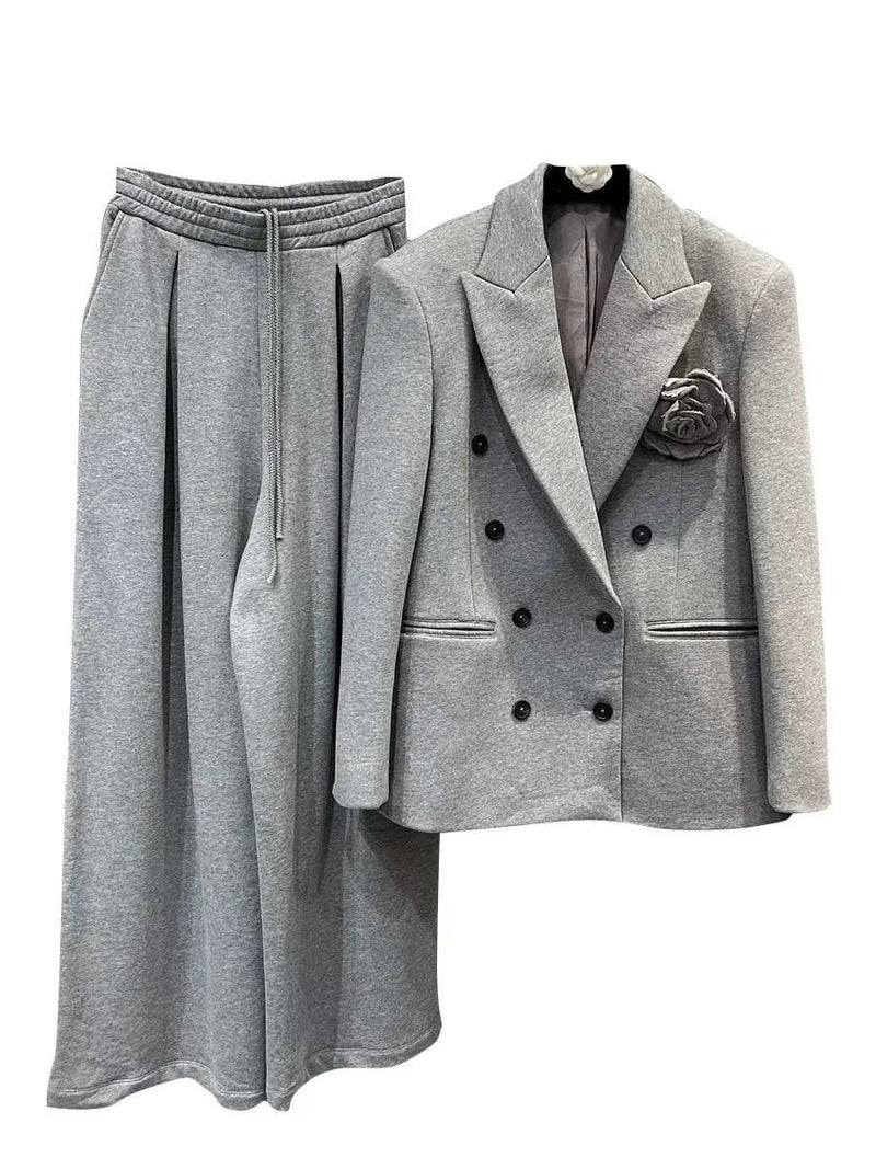 Suit with Vest and Pleated Wide Leg Trousers Gray Strapless L – Posh Atomic
