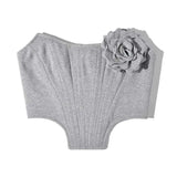 Suit with Vest and Pleated Wide Leg Trousers Gray Strapless S – Posh Atomic