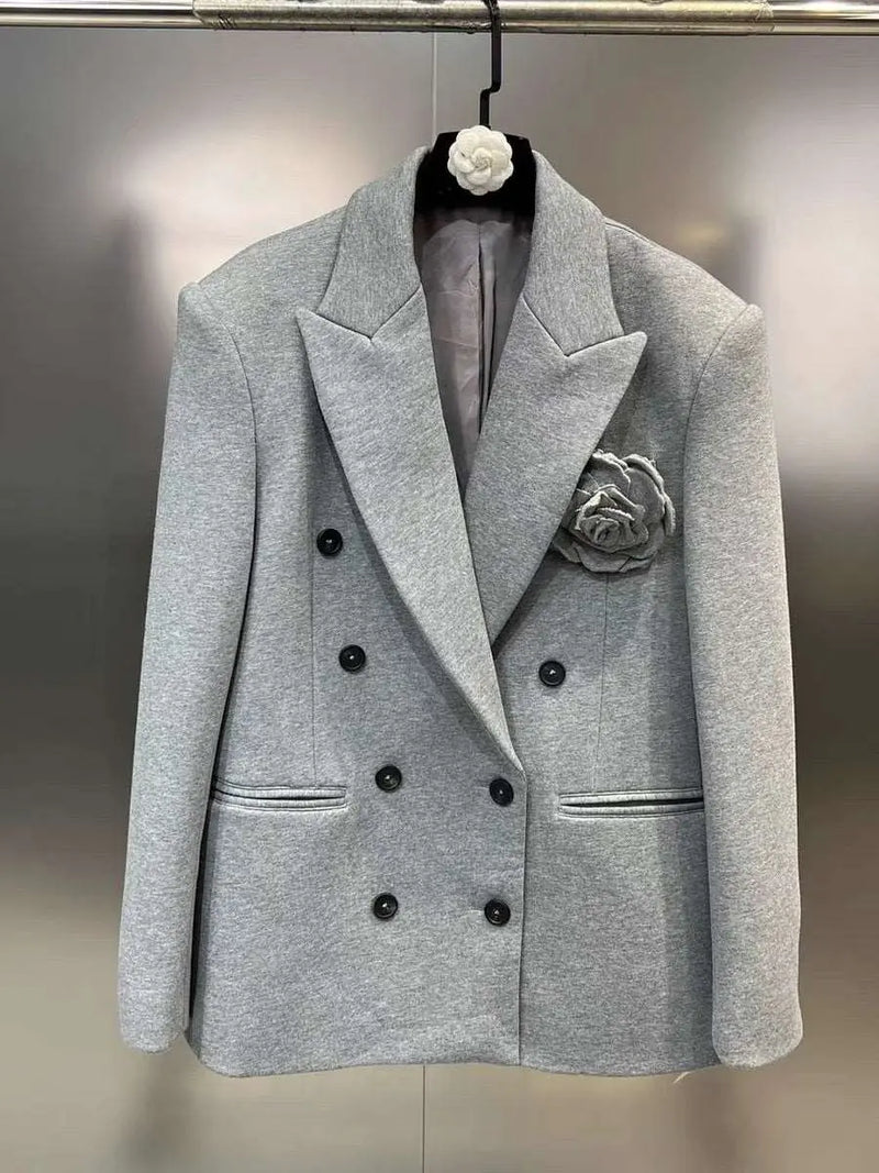 Suit with Vest and Pleated Wide Leg Trousers Gray Trousers S – Posh Atomic