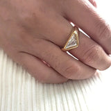 Triangle Zircon Ring Titanium Steel Plated 18K Gold Gold US7 – Posh Atomic