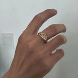 Triangle Zircon Ring Titanium Steel Plated 18K Gold Gold US6 – Posh Atomic