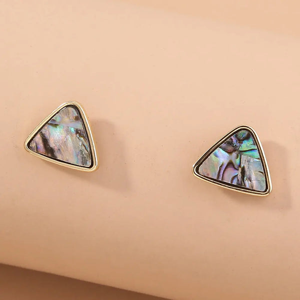 Triangular Natural Color Abalone Shell Stud – Posh Atomic