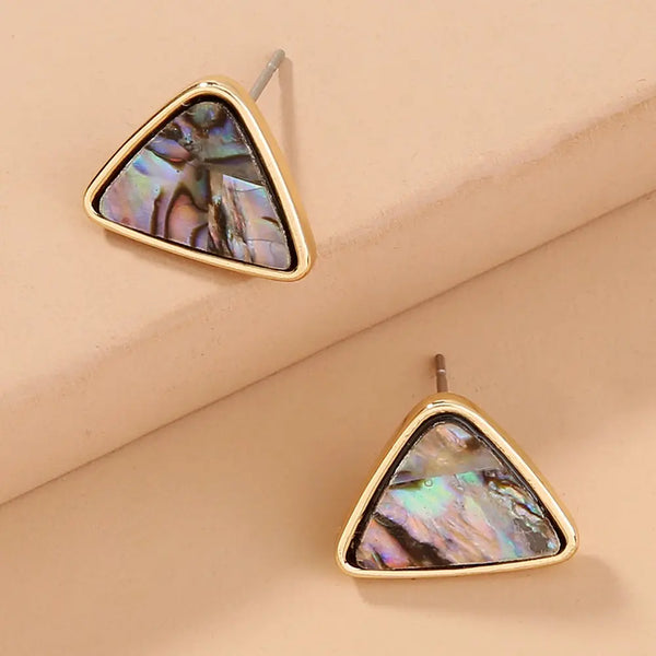 Triangular Natural Color Abalone Shell Stud default – Posh Atomic