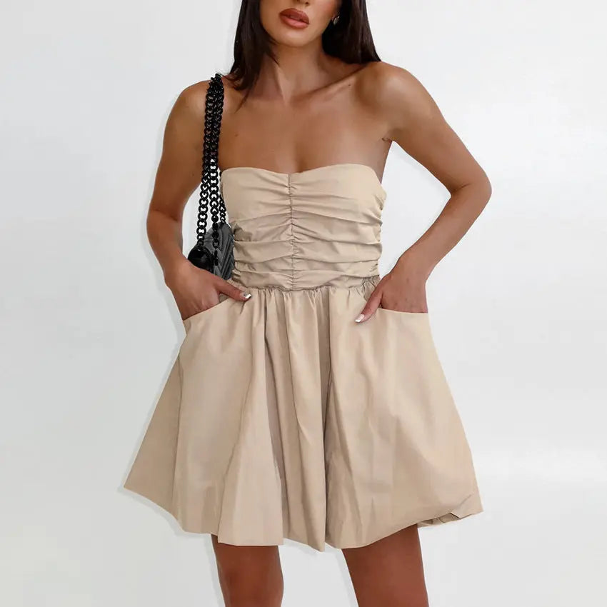 Tube Top Dress Female Fashion Waist-controlled White S – Posh Atomic