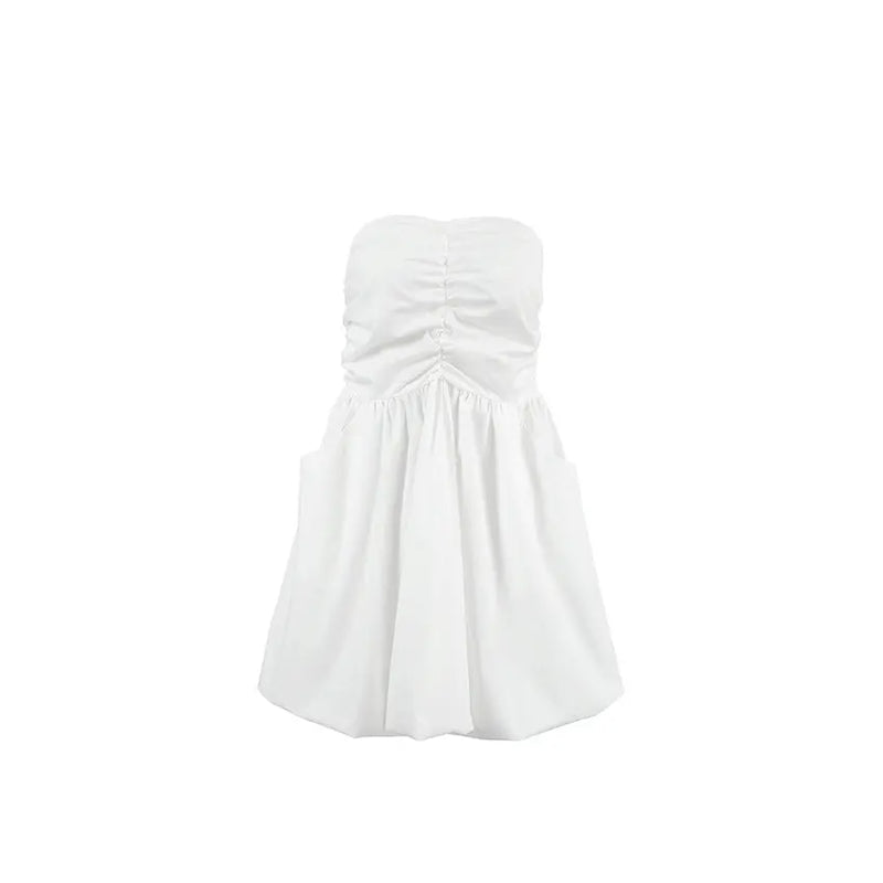 Tube Top Dress Female Fashion Waist-controlled White M – Posh Atomic