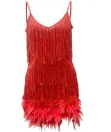 V-neck Strap Feather Stitching Dress Beige XXL – Posh Atomic