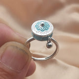 Vintage Six Word Mantra Enamel Anxiety Spinning Ring Qingjing Adjustable Opening – Posh Atomic