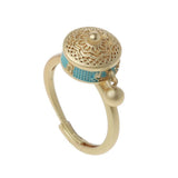 Vintage Six Word Mantra Enamel Anxiety Spinning Ring Ancient Golden Orchid Adjustable Opening – Posh Atomic