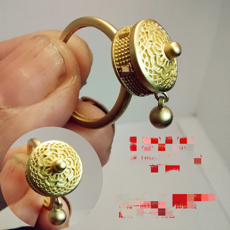 Vintage Six Word Mantra Enamel Anxiety Spinning Ring Turquoise Blue Adjustable Opening – Posh Atomic