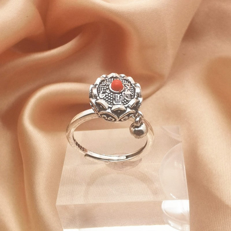 Vintage Six Word Mantra Enamel Anxiety Spinning Ring Golden Chain Flower Adjustable Opening – Posh Atomic