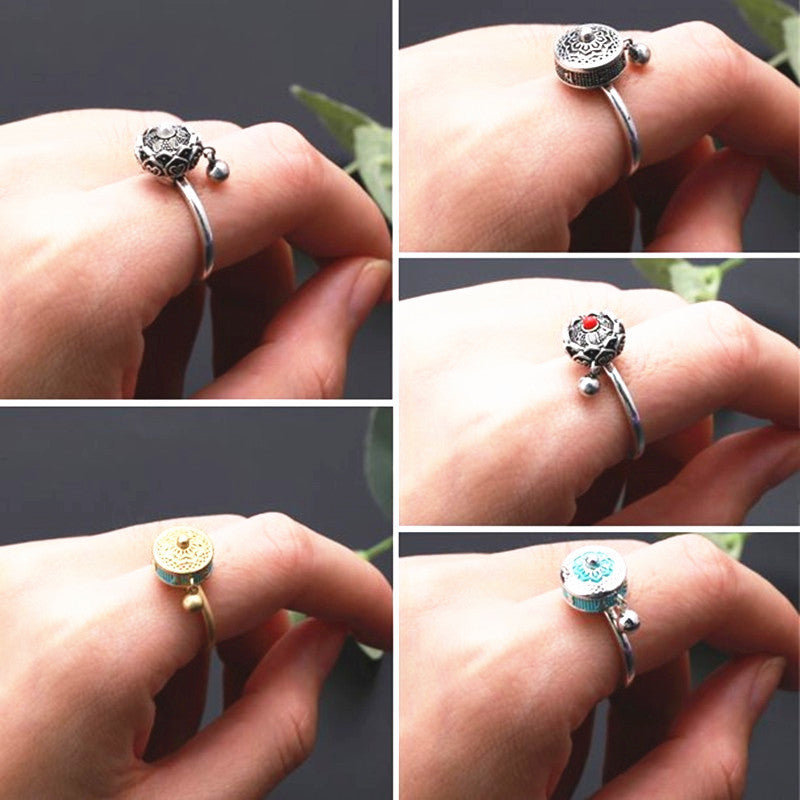 Vintage Six Word Mantra Enamel Anxiety Spinning Ring Retro Ring 2 Adjustable Opening – Posh Atomic