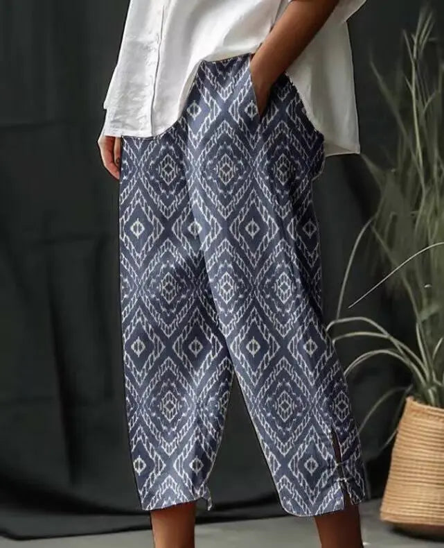 Wide Leg Cotton Linen Pants Khaki L – Posh Atomic
