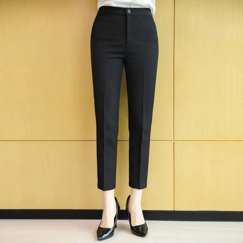 Women's Black Trousers Cropped Black L – Posh Atomic