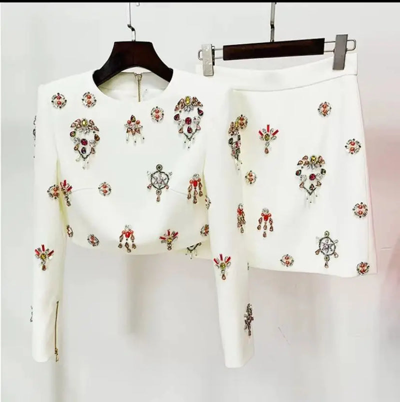 Women's Fashion Exquisite Heavy Industry Suit White XL – Posh Atomic