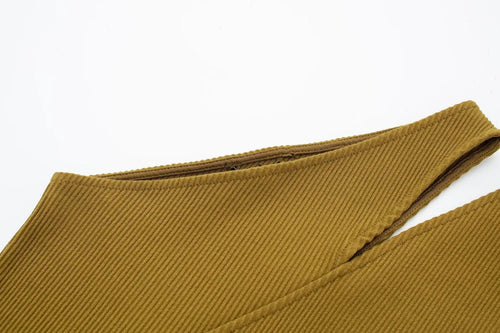 Women's Fashion Personality Asymmetric Dress Khaki M – Posh Atomic