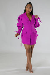 Women's Fashion Solid Color Lace-up Dress Purple L – Posh Atomic