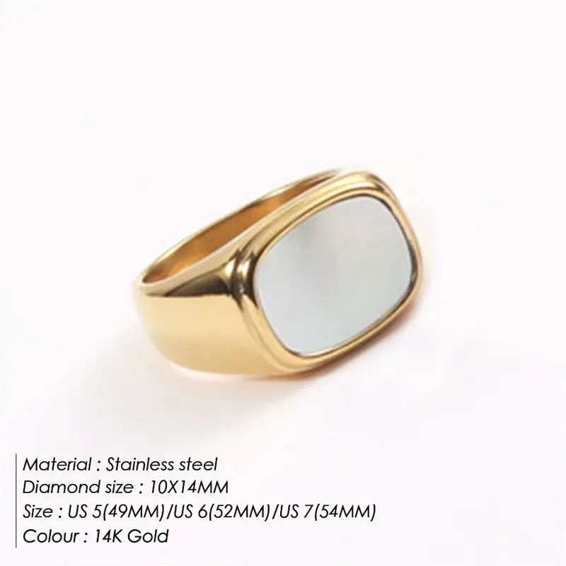 Women's Fashion Stainless Steel Ring Golden White US6 – Posh Atomic