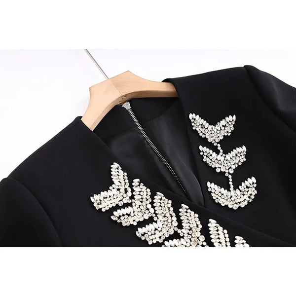 Women's Fashion V-neck Long-sleeve Dress Black M – Posh Atomic