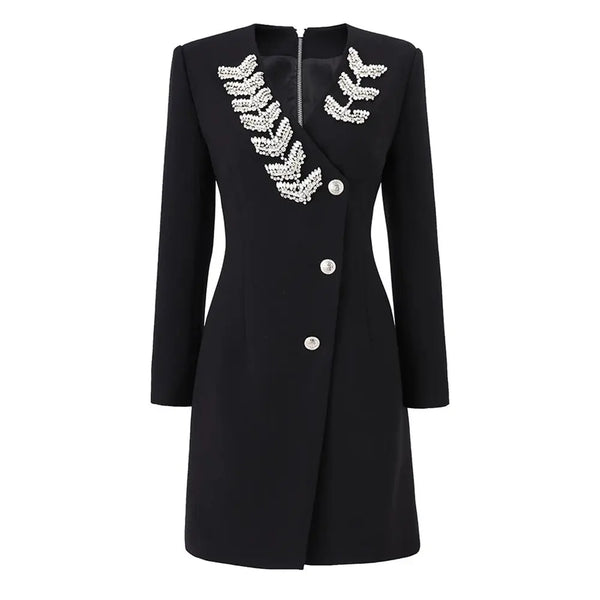 Women's Fashion V-neck Long-sleeve Dress Black S – Posh Atomic