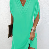 Women's Fashionable Batwing Sleeve Dress Army Green XL – Posh Atomic