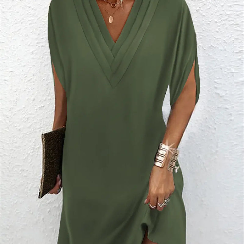 Women's Fashionable Batwing Sleeve Dress Green L – Posh Atomic