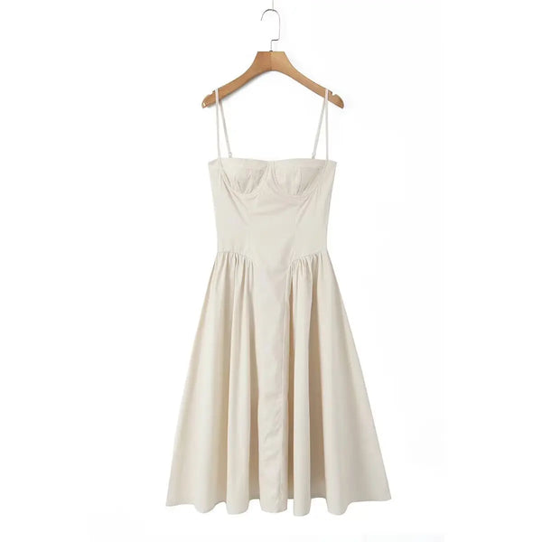 Women's Fitted Waist Pleated Dress Picture Color S – Posh Atomic