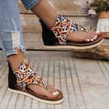 Women's Flip-toe Printed Flat Sandals With Back Zipper 556 2 Models – Posh Atomic