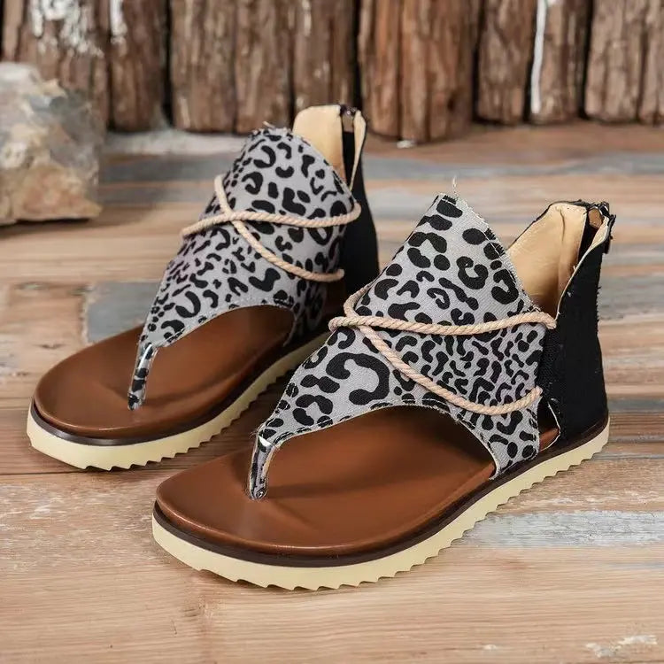 Women's Flip-toe Printed Flat Sandals With Back Zipper 556 1 Model – Posh Atomic