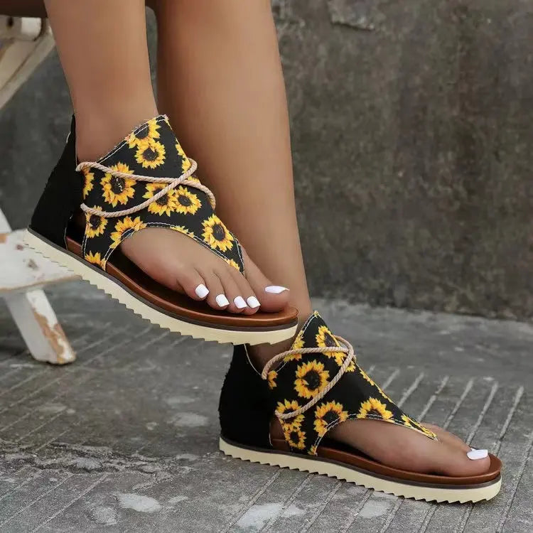 Women's Flip-toe Printed Flat Sandals With Back Zipper 556 2 Models – Posh Atomic
