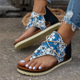 Women's Flip-toe Printed Flat Sandals With Back Zipper 556 2 Models – Posh Atomic
