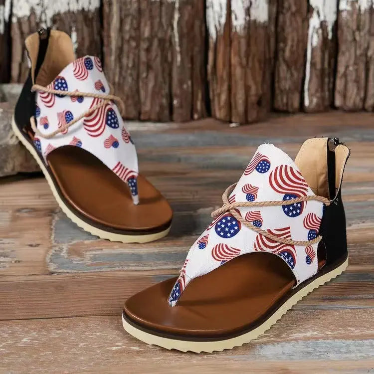 Women's Flip-toe Printed Flat Sandals With Back Zipper 556 2 Models – Posh Atomic