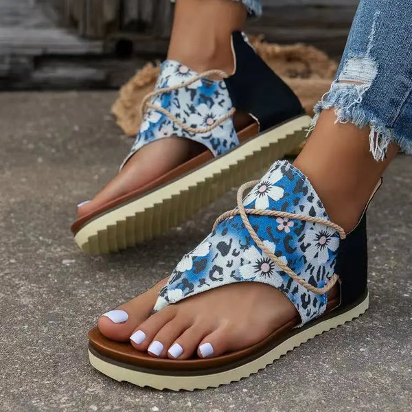 Women's Flip-toe Printed Flat Sandals With Back Zipper 556 1 Model – Posh Atomic